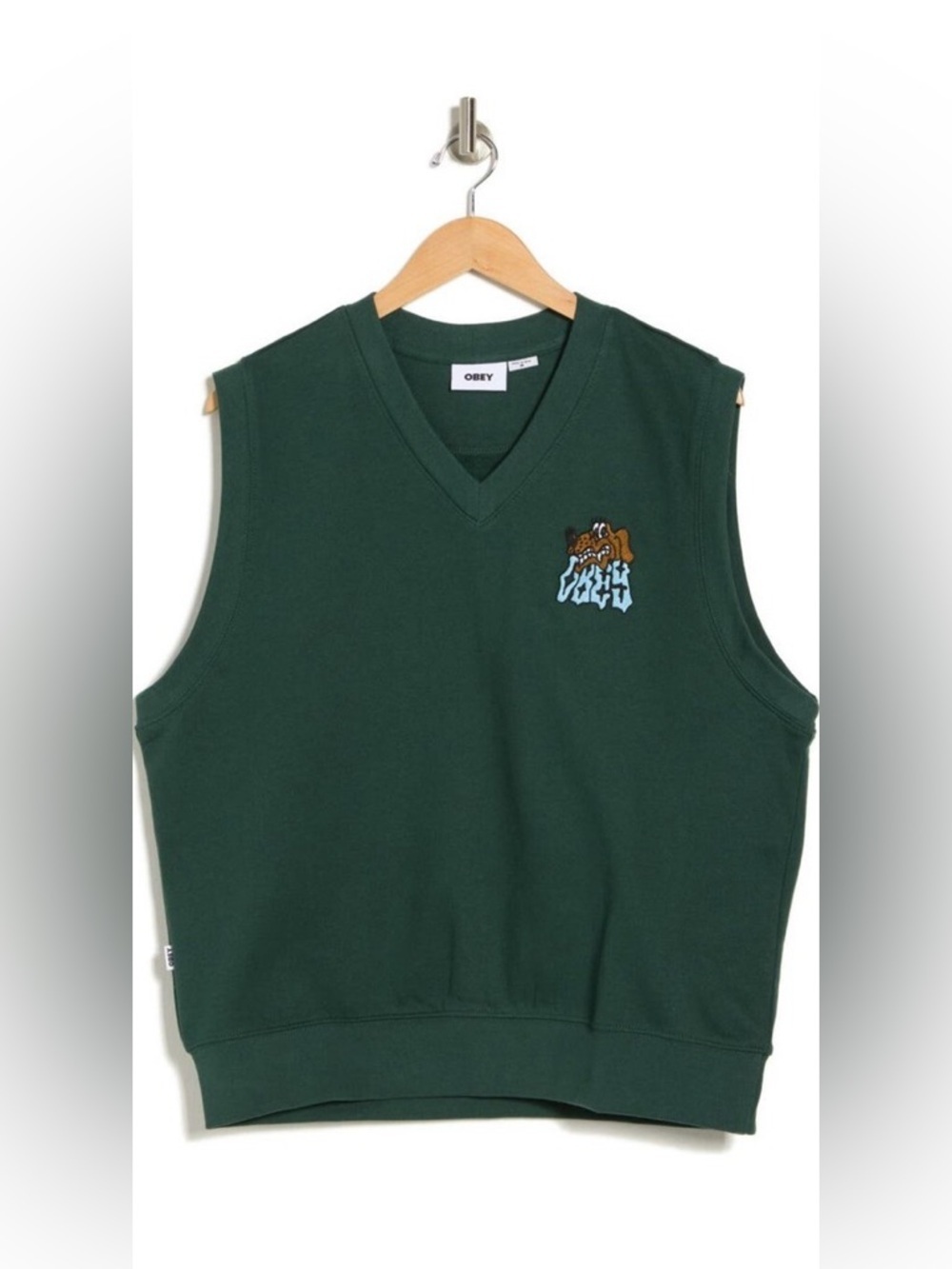 Obey Dark Green Sweatshirt Vest Size XL